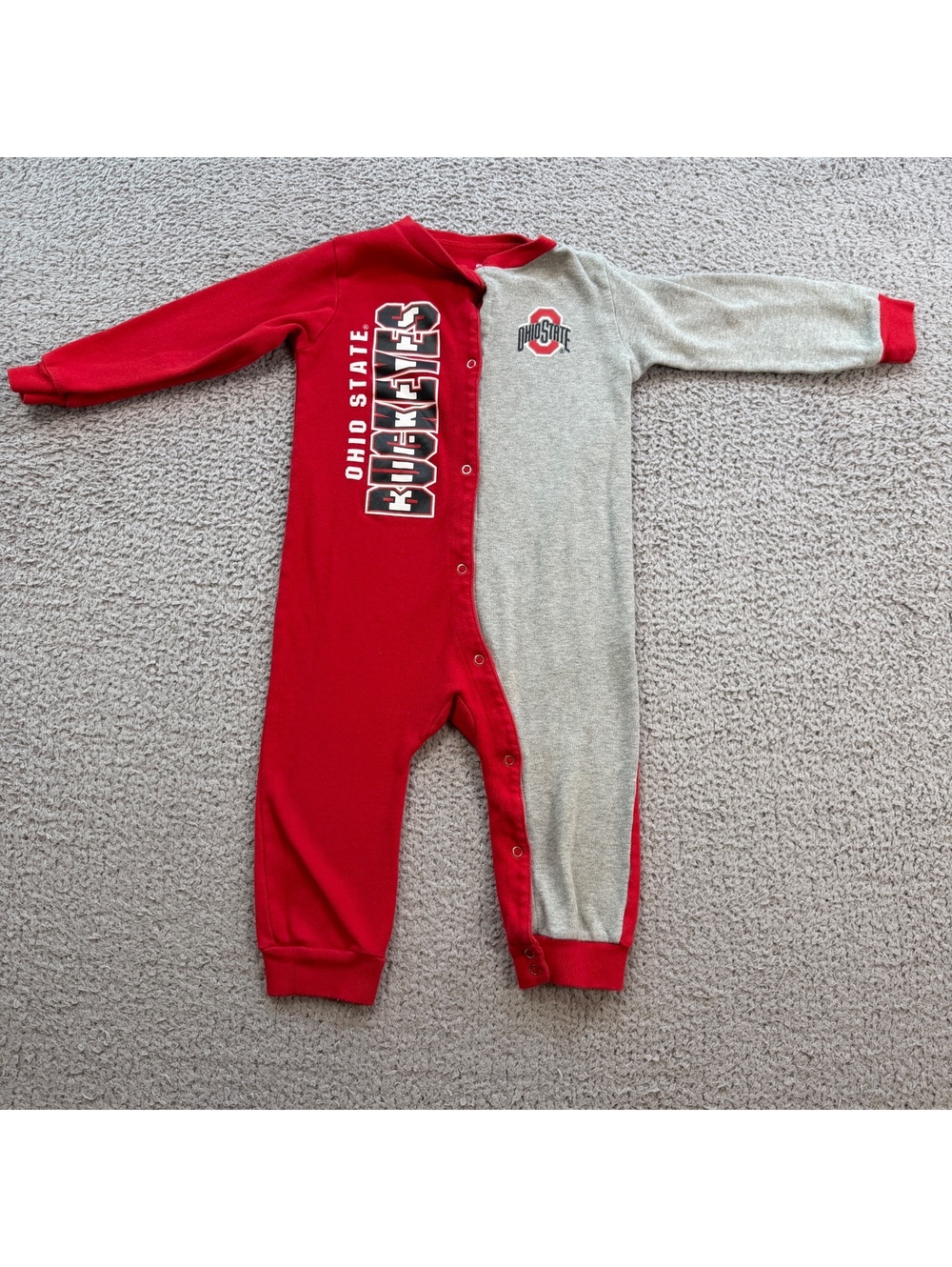 Ohio State Buckeyes Baby One Piece Sleeper 24M Red Gray NCAA Gen2